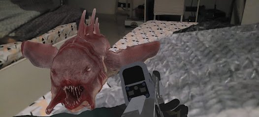 Monster positioned inside a real-world room in Hellscape AR